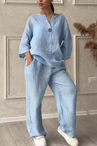 Lavinque outfit set Bleu clair / S Ensemble Lin Deux Pièces | Élégance Décontractée | Léger & Respirant