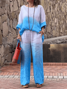 Lavinque outfit set Bleu Clair / XS Ensemble Dégradé Lin & Coton | Élégance Décontractée | Confort Naturel