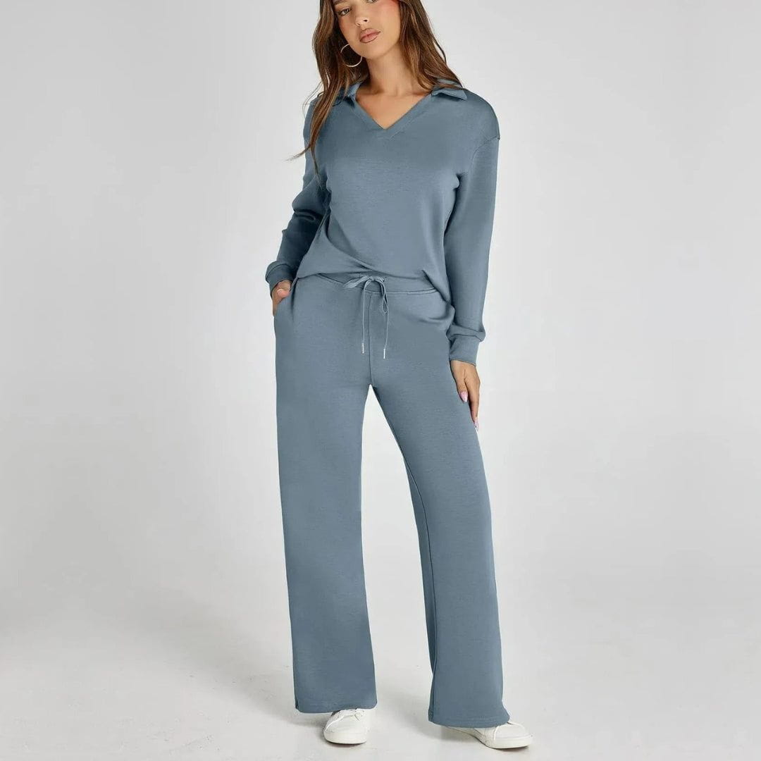 Lavinque outfit set Bleu Clair / XS Ensemble Pull & Pantalon Large | Confort & Élégance | Look Décontracté