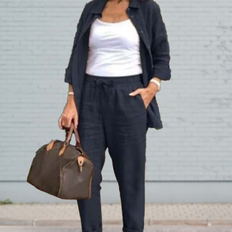 Lavinque outfit set Bleu foncé / M Ensemble en Lin | Confortable | Élégant et Décontracté