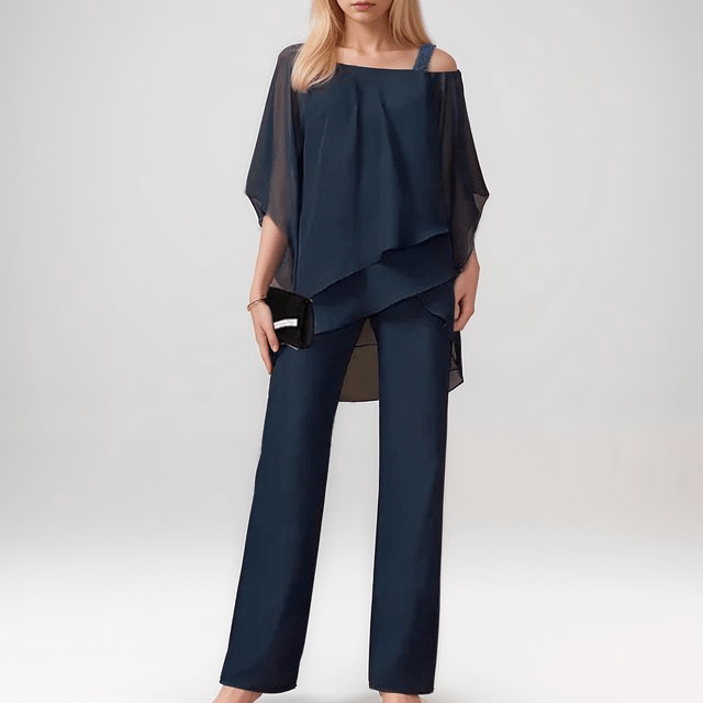 Lavinque outfit set Bleu foncé / S Ensemble Pantalon et Blouse | Chic et Élégant | Fluide et Sophistiqué