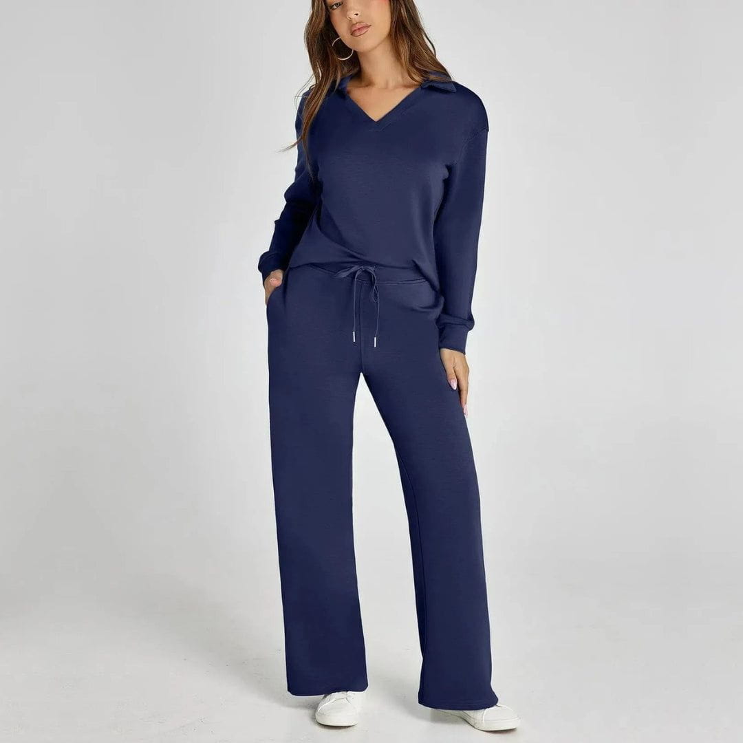 Lavinque outfit set Bleu foncé / XS Ensemble Pull & Pantalon Large | Confort & Élégance | Look Décontracté