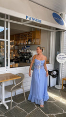 Lavinque Outfit set Bleu / L Ensemble Bohème Volants | Crème & Détails Noirs | Léger et Romantique