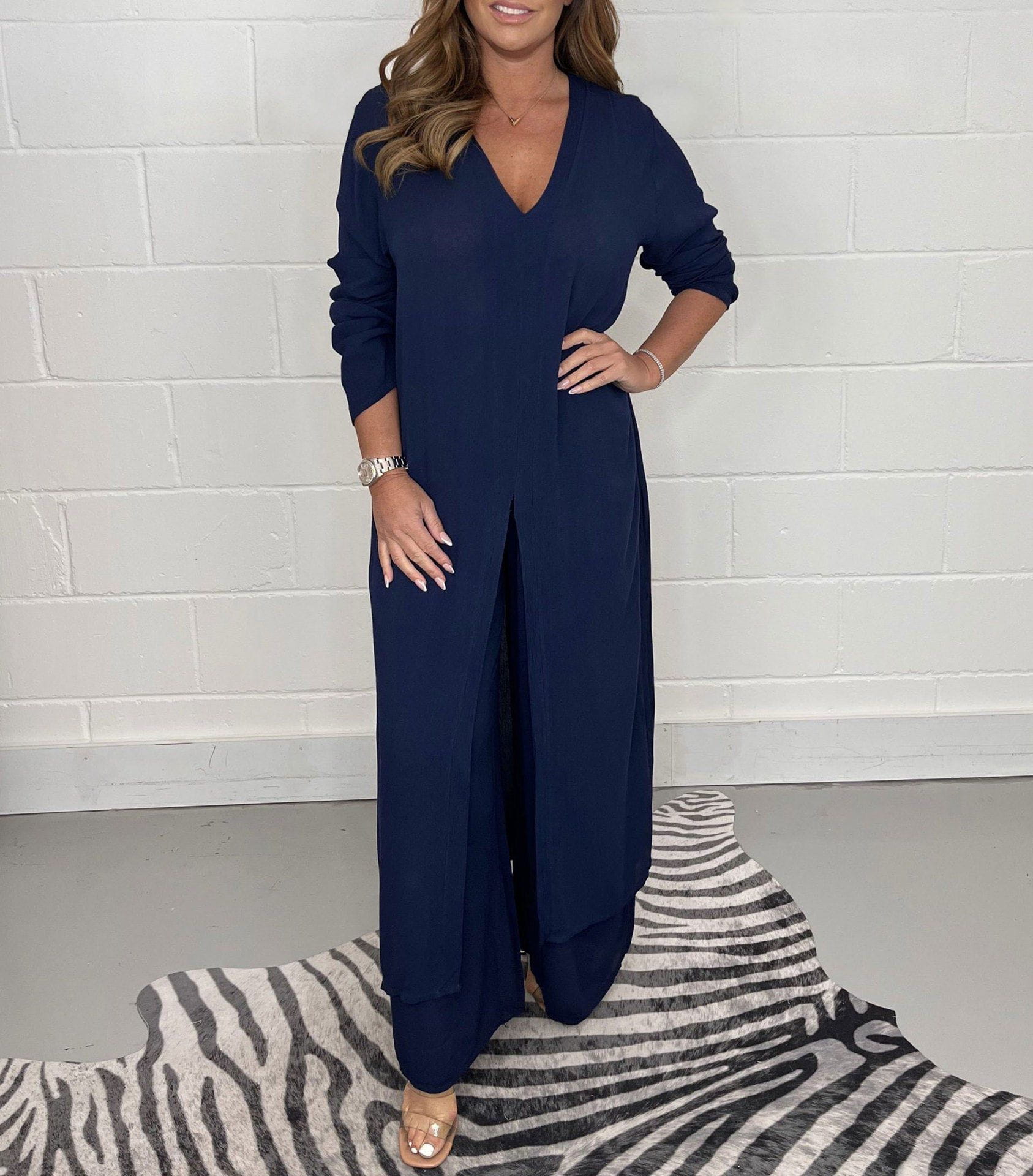 Lavinque Outfit set Bleu marine / S Ensemble Élégance Fluide | Vert Sauge | Chic et Confortable