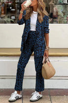 Lavinque outfit set Bleu / S Ensemble Blazer et Pantalon Imprimé Léopard | Chic | Élégance et Confort