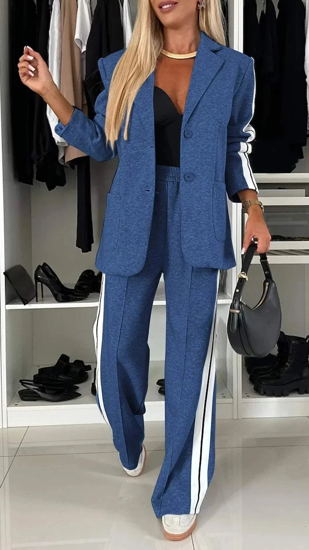 Lavinque outfit set Bleu / S Ensemble Blazer et Pantalon Sport Chic | Tendance | Élégance et Confort