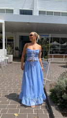 Lavinque Outfit set Bleu / S Ensemble Bohème Volants | Crème & Détails Noirs | Léger et Romantique