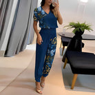 Lavinque Outfit set Bleu / S Ensemble Estival Élégant | Haut Jaune & Pantalon Imprimé | Fluide et Stylé