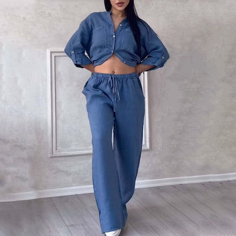 Lavinque outfit set Bleu / S Ensemble Lin Chemise et Pantalon | Minimaliste | Léger et Élégant