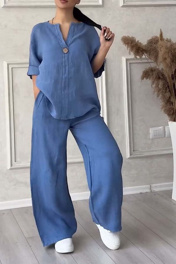 Lavinque outfit set Bleu / S Ensemble Lin Deux Pièces | Élégance Décontractée | Léger & Respirant