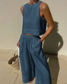 Lavinque outfit set Bleu / S Ensemble Lin Deux Pièces | Élégance Minimaliste | Léger & Respirant