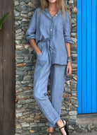 Lavinque outfit set Bleu / S Ensemble Lin Femme | Chemise et Pantalon | Léger et Élégant
