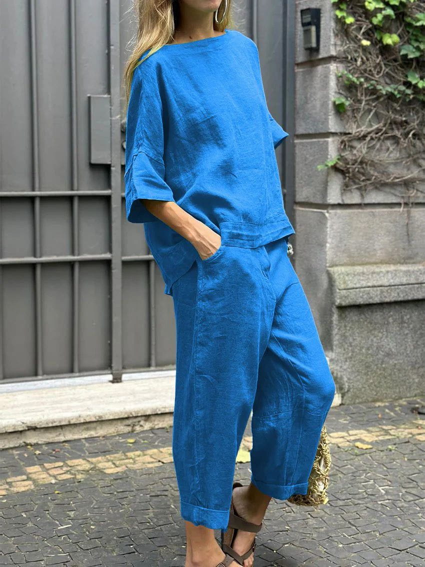 Lavinque outfit set Bleu / S Ensemble Lin Oversize | Décontracté | Léger et Élégant