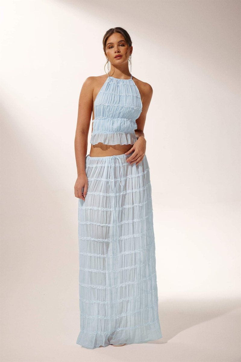 Lavinque outfit set Bleu / S Ensemble Top Dos Nu et Pantalon Fluide | Bohème | Léger et Élégant