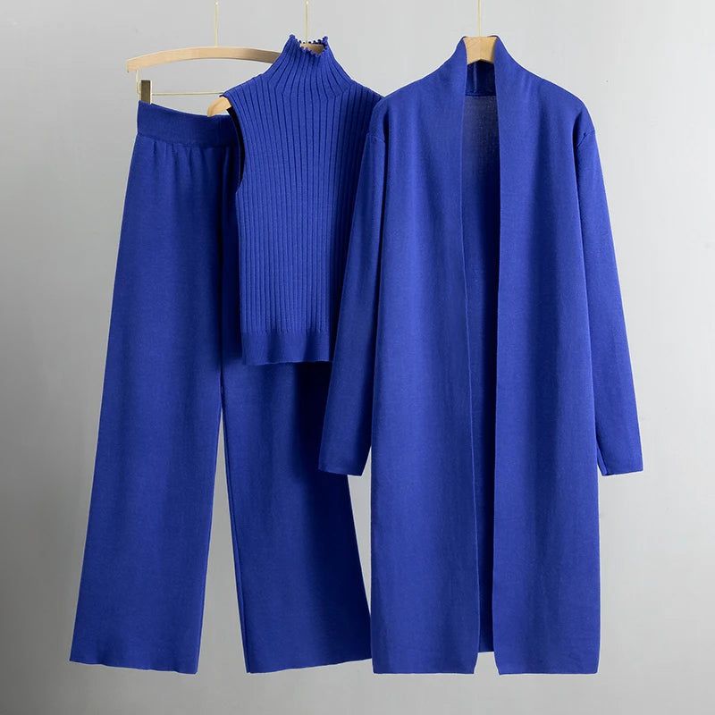 Lavinque outfit set Bleu / S Ensemble Tricot 3 Pièces | Élégance Minimaliste | Confort &  Style
