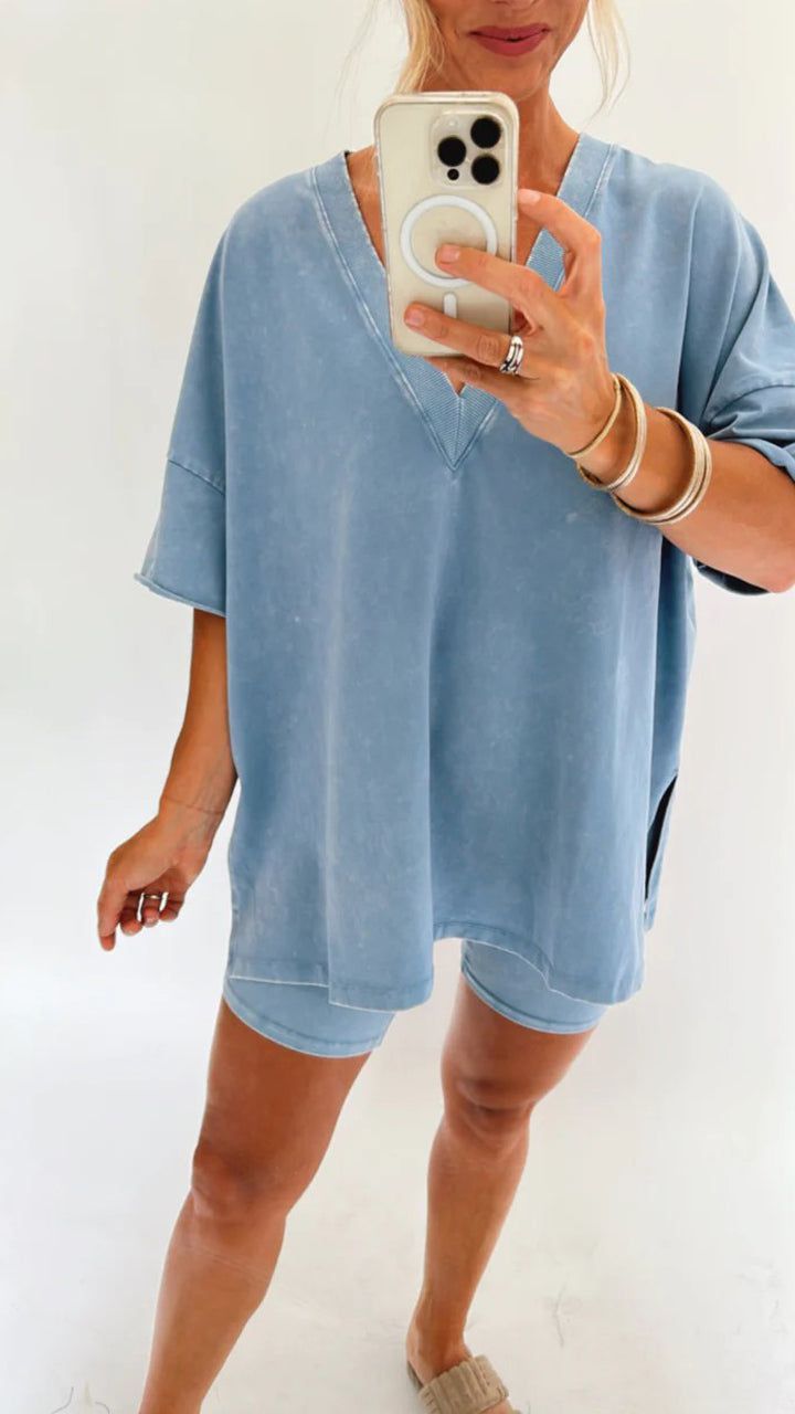 Lavinque outfit set Bleu / XS Ensemble Décontracté Effet Délavé | Urbain | Confortable et Tendance