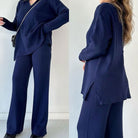 Lavinque outfit set Bleu / XS Ensemble tricot élégant | Beige | Confort et style minimaliste