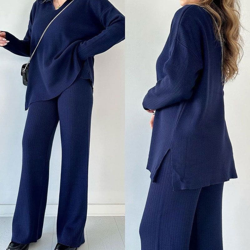 Lavinque outfit set Bleu / XS Ensemble Tricot | Pull Oversize & Pantalon Large | Élégance et Confort