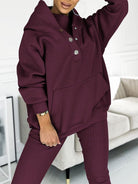 Lavinque Outfit set Bordeaux / S Ensemble Jogging Douillet | Gris Clair | Confort et Style Décontracté