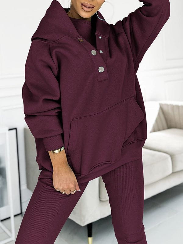 Lavinque Outfit set Bordeaux / S Ensemble Jogging Douillet | Gris Clair | Confort et Style Décontracté