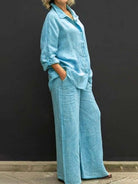 Lavinque outfit set Ciel bleu / S Ensemble Lin Décontracté | Vert | Léger et Élégant