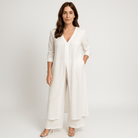 Lavinque Outfit set Combinaison Blanche Élégante | Effet Robe Longue | Fluide et Raffinée