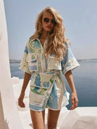 Lavinque outfit set Couleur mixte / S Ensemble Short & Chemise | Imprimé Estival | Élégance Décontractée
