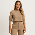Lavinque Outfit set Ensemble Beige Crop Top & Pantalon | Minimaliste & Élégant | Taille Haute