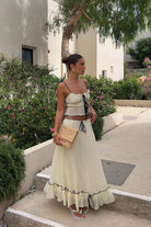Lavinque Outfit set Ensemble Bohème Volants | Crème & Détails Noirs | Léger et Romantique