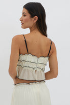 Lavinque Outfit set Ensemble Bohème Volants | Crème & Détails Noirs | Léger et Romantique