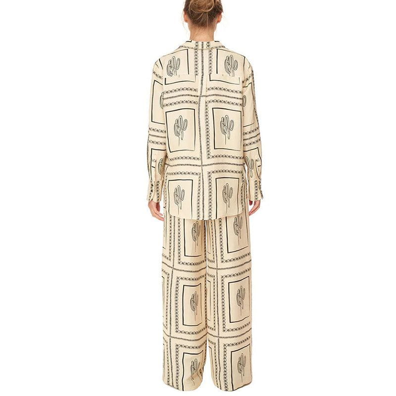 Lavinque outfit set Ensemble Chemise et Pantalon Large | Imprimé Bohème | Confort et Élégance Décontractée