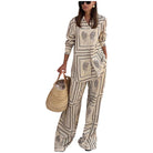 Lavinque outfit set Ensemble Chemise et Pantalon Large | Imprimé Bohème | Confort et Élégance Décontractée