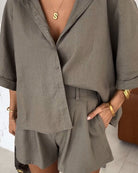 Lavinque outfit set Ensemble Chemise et Short en Lin | Décontracté | Léger et Élégant