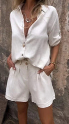 Lavinque outfit set Ensemble Chemise et Short | Lin | Élégance Décontractée