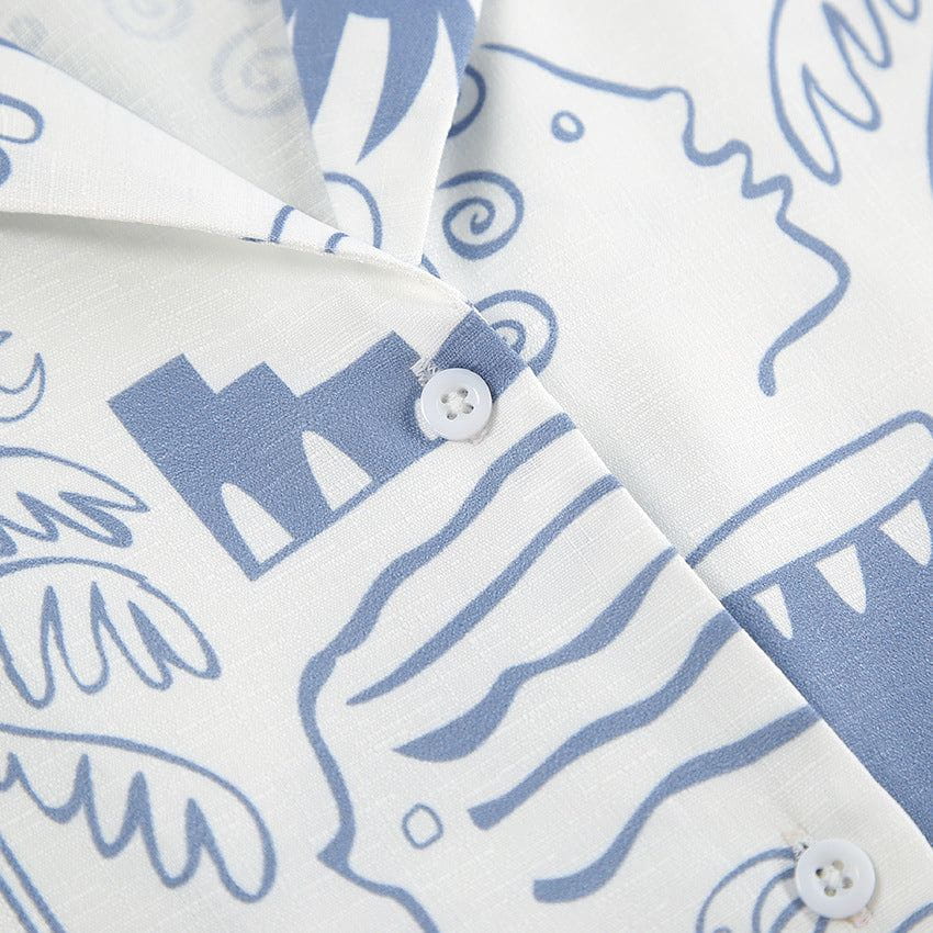 Lavinque outfit set Ensemble Chemise Oversize et Short Imprimé | Bohème | Léger et Décontracté