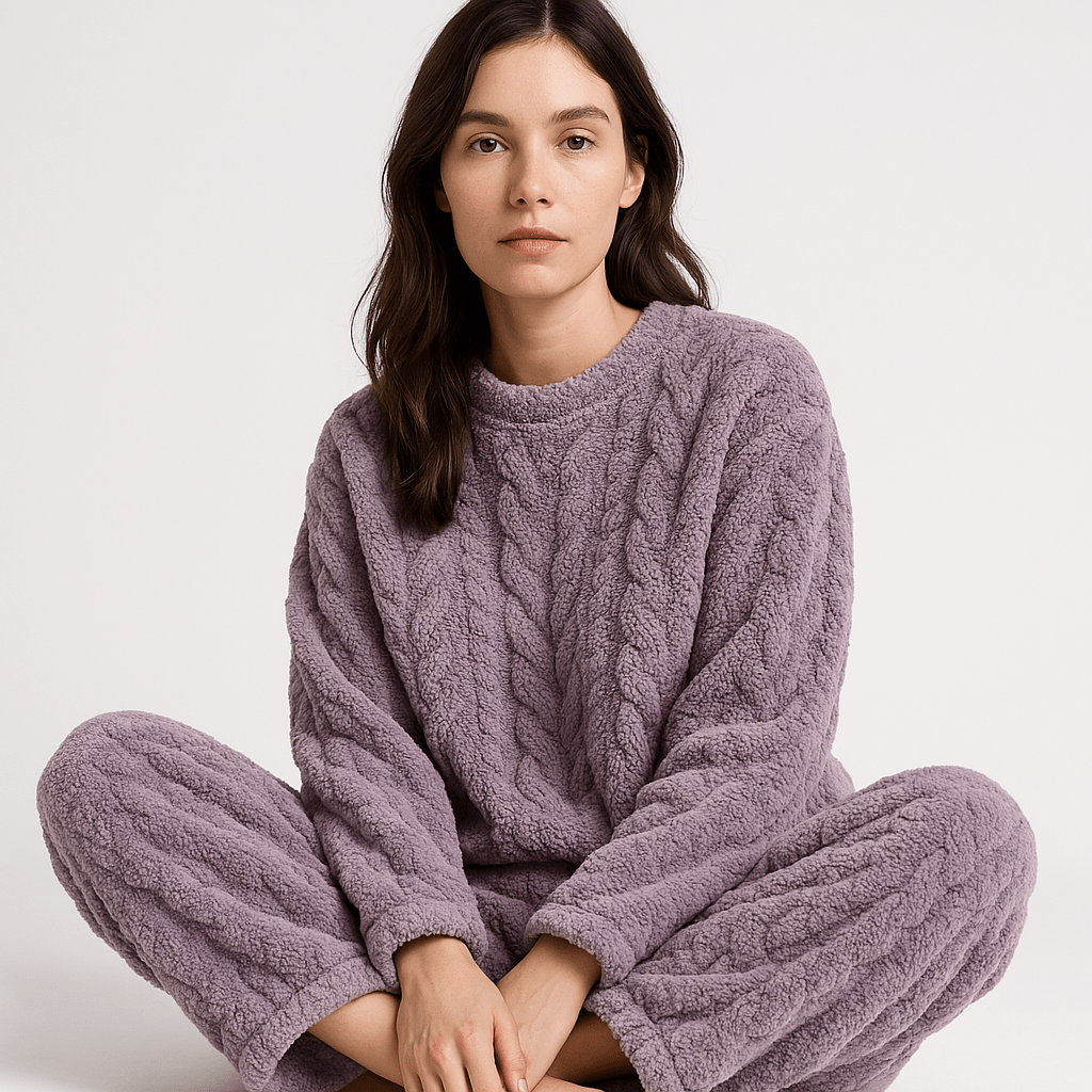 Lavinque Outfit set Ensemble Cocooning Torsadé Crème | Ultra Doux | Parfait pour l’Hiver