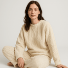Lavinque Outfit set Ensemble Cocooning Torsadé Crème | Ultra Doux | Parfait pour l’Hiver