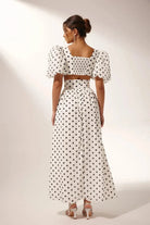 Lavinque outfit set Ensemble Crop Top et Jupe Fendue à Pois | Audacieux | Léger et Glamour