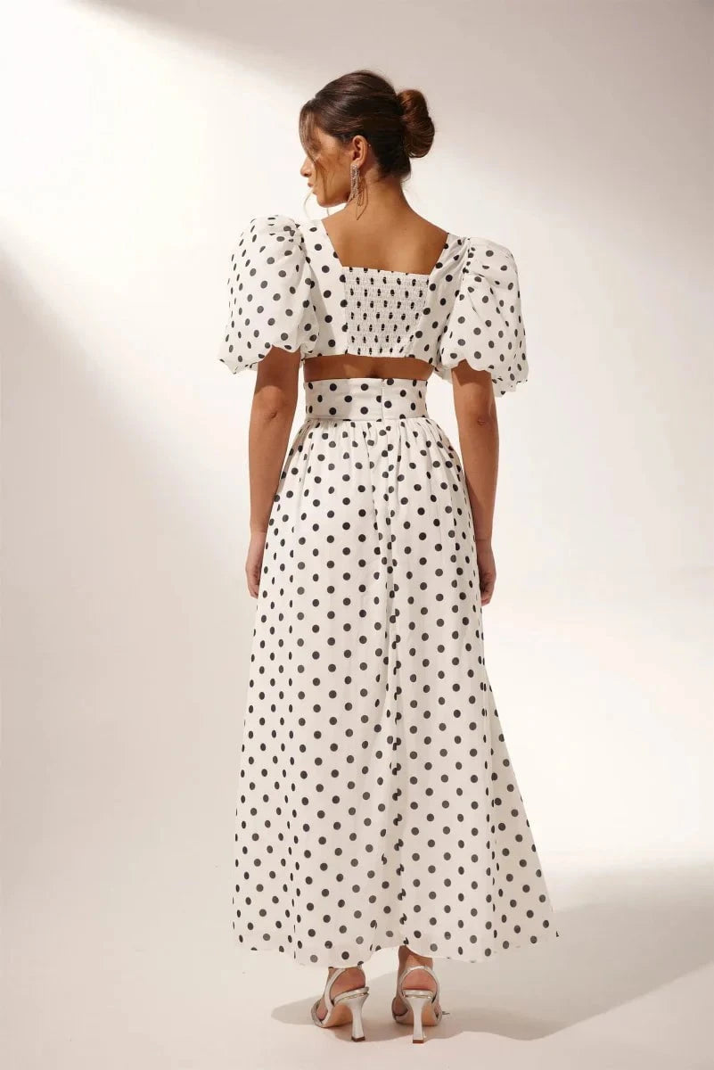 Lavinque outfit set Ensemble Crop Top et Jupe Fendue à Pois | Audacieux | Léger et Glamour