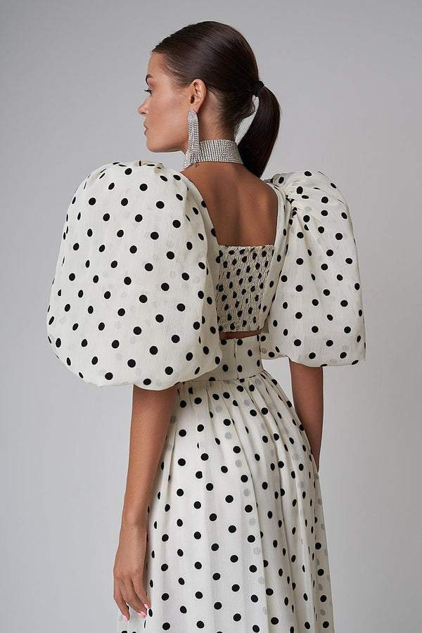 Lavinque outfit set Ensemble Crop Top et Jupe Fendue à Pois | Audacieux | Léger et Glamour