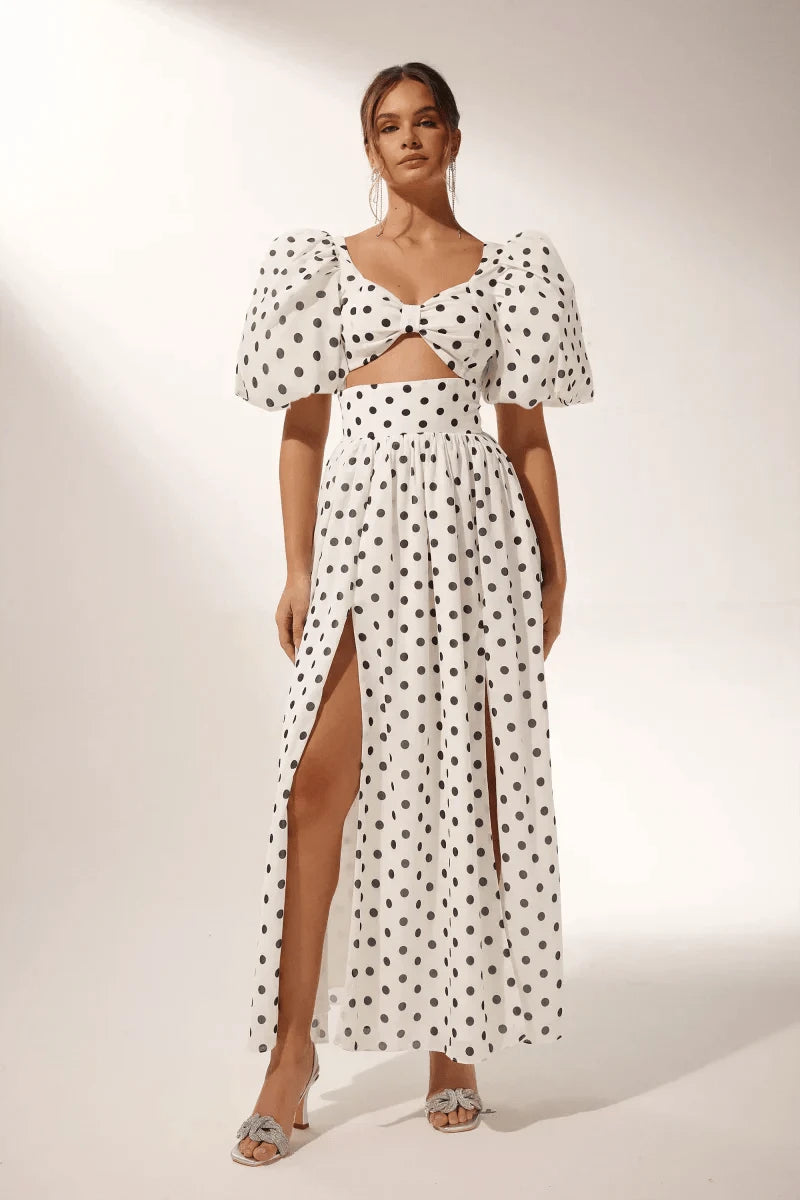 Lavinque outfit set Ensemble Crop Top et Jupe Fendue à Pois | Audacieux | Léger et Glamour