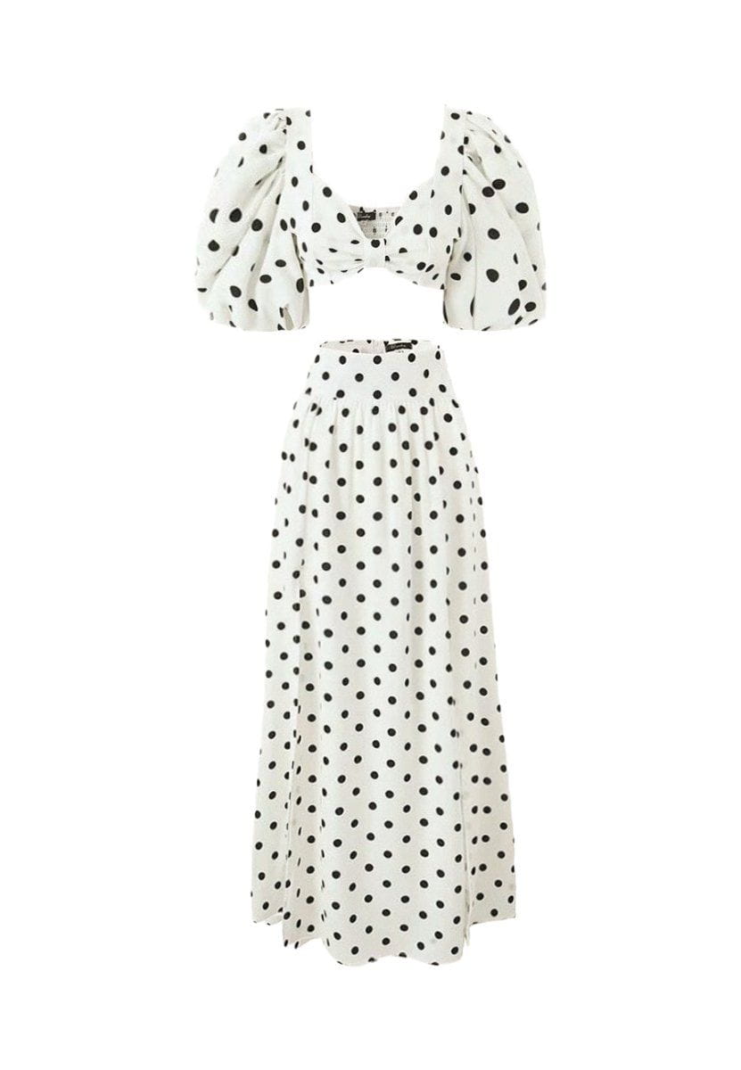 Lavinque outfit set Ensemble Crop Top et Jupe Fendue à Pois | Audacieux | Léger et Glamour