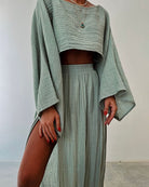 Lavinque outfit set Ensemble Crop Top et Jupe Fendue | Bohème | Fluide et Élégant