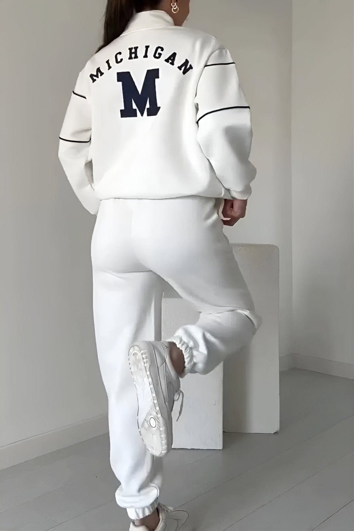 Lavinque Outfit set Ensemble de Jogging Vert Foncé | Col Zippé & Lettrage M | Sportif et Stylé