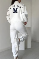 Lavinque Outfit set Ensemble de Jogging Vert Foncé | Col Zippé & Lettrage M | Sportif et Stylé