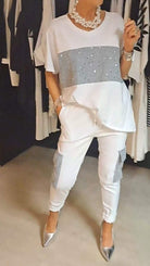 Lavinque outfit set Ensemble Décontracté Chic avec Détails Strass | Confort & Élégance | Style Tendance