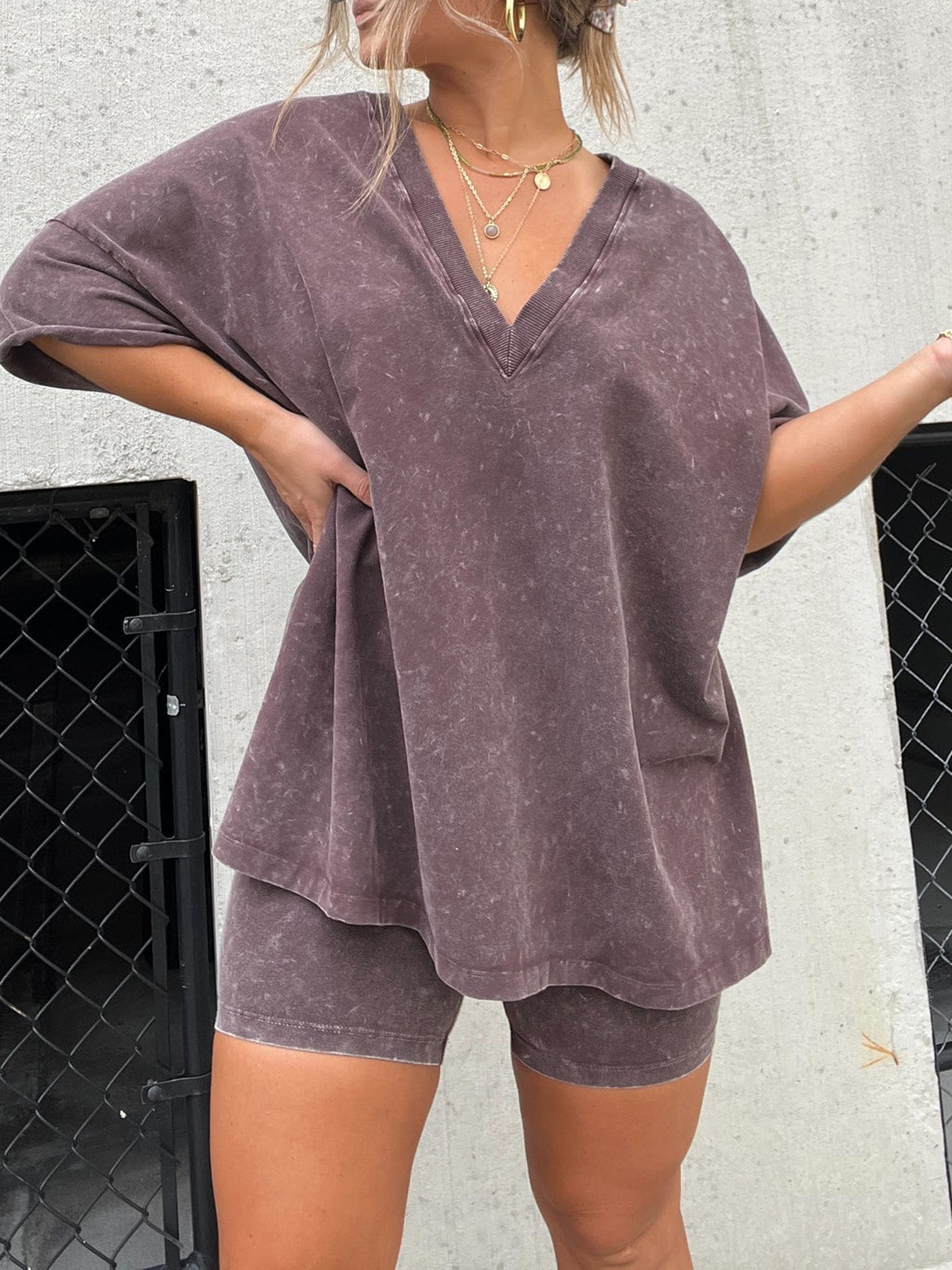 Lavinque outfit set Ensemble Décontracté Effet Délavé | Urbain | Confortable et Tendance