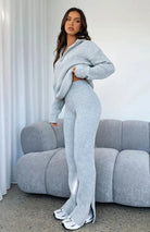 Lavinque Outfit set Ensemble Détente Zippé | Gris Chiné | Douceur et Style Décontracté
