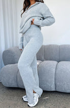 Lavinque Outfit set Ensemble Détente Zippé | Gris Chiné | Douceur et Style Décontracté