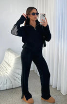 Lavinque Outfit set Ensemble Détente Zippé | Gris Chiné | Douceur et Style Décontracté